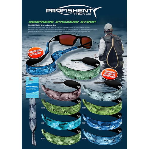 Profishent Tackle Neoprene Fishing Tackle Eyewear Strap - Choose Colour