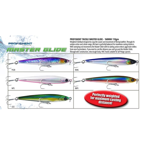 Profishent Master Glide 160mm Stickbait Hard Body Fishing Lure - Choose Colour
