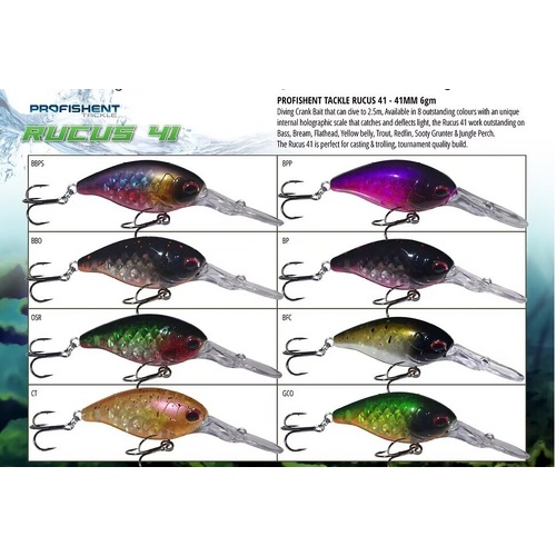 Profishent Rucus 41mm Micro Crankbait Hard Body Fishing Lure - Choose Colour