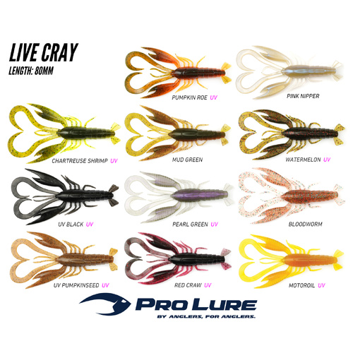 Pro Lure Live Cray 80mm Soft Plastic Fishing Lure ProLure - Choose Colour