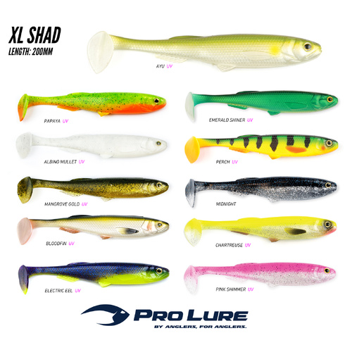 Pro Lure XL Shad 8" 200mm Soft Plastic Swimbait Fishing Lure ProLure - Choose Colour