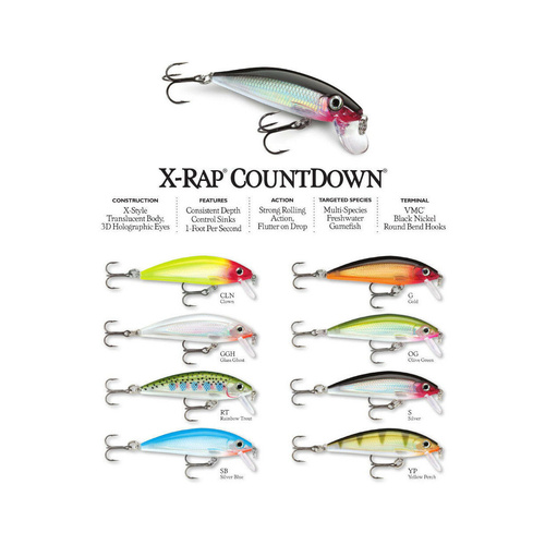 Rapala X-Rap Countdown 5cm Sinking Hard Body Fishing Lure - Choose Colour