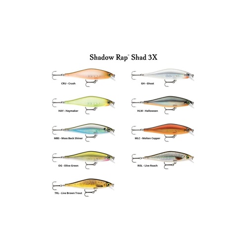 Rapala Shadow Rap Shad 3X Shallow 9cm Hard Body Fishing Lure - Choose Colour