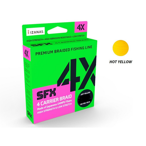 Sufix 2021 SFX 4x Braid Fishing Line 150 Yards Yellow Colour - Choose Lb Tested