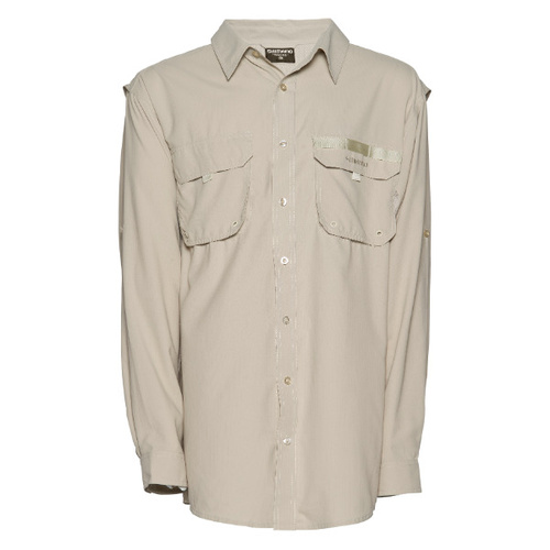 Shimano Vented Long Sleeve Oatmeal Fishing Shirt - Choose Size (SHVENTOAT)