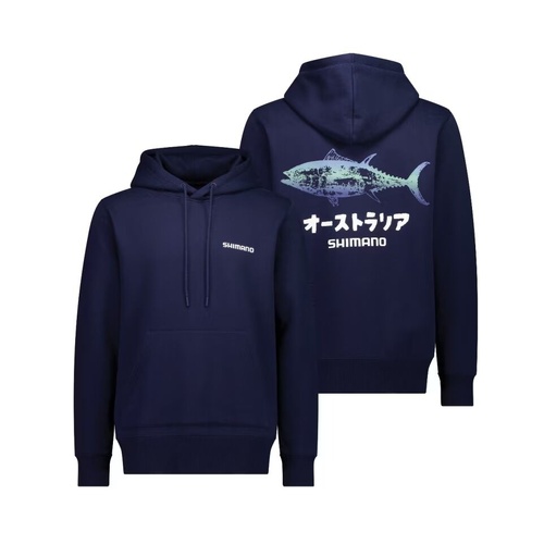 Shimano 2026 Navy Gyotaku Tuna Fishing Hoodie - Choose Size