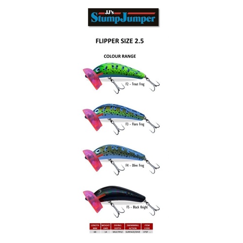 JJ's Stumpjumper Flipper Size 2.5 Minnow Hard Body Surface Popper Lure 68mm