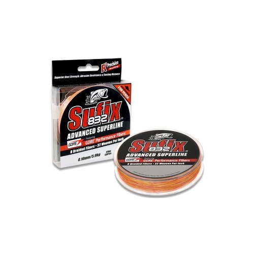 Sufix 832 Advanced Superline x8 Braid 150yd Fire Camo Fishing Line - Choose Lb