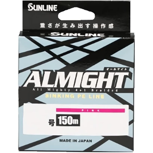 Sunline Almight x5 150m Pink Sinking Braid Fishing Line - Choose Lb