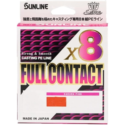 Sunline Full Contact 300m x8 Pink Offshore Casting Braid Fishing Line - Choose Lb