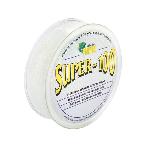 Platypus 300m Super-100 Clear Monofilament Fishing Line - Choose Lb Tested