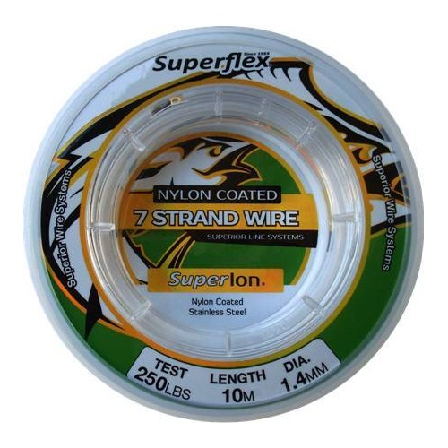 Superflex Superlon Nylon-Coated 7 Strand 10m Stainless Steel Fishing Wire Leader - Choose Lb