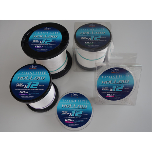 Tasline Elite 12x White 1000m Hollow Braid Fishing Line - Choose Lb
