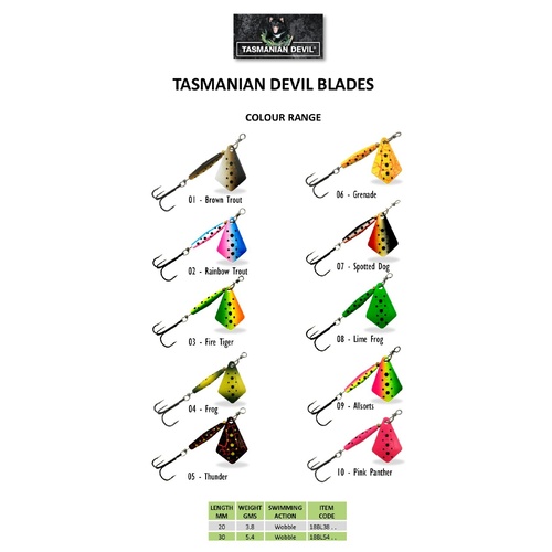 Wigston's Tasmanian Tassie Devil Blade 30mm Fishing Lure - Choose Colour