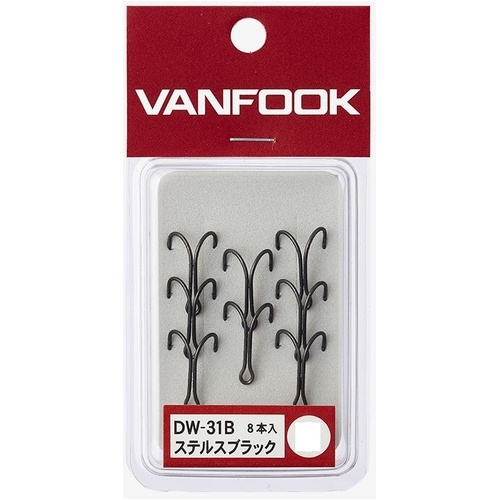 Vanfook DW-31B Stealth Black Standard Wire Double Fishing Hook - Choose Size