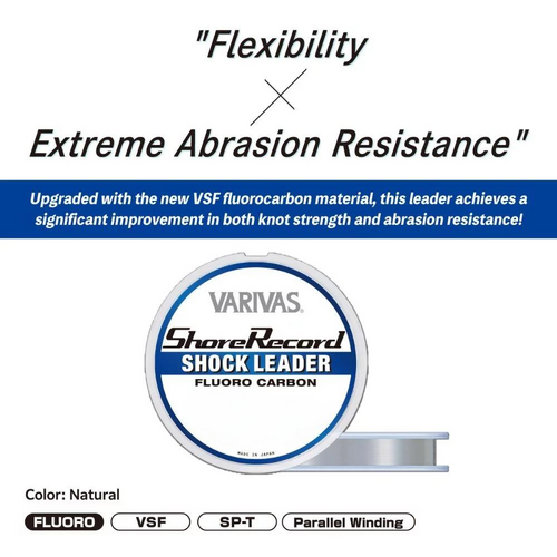 Varivas Shore Record 30m VSF Fluorocarbon Shock Fishing Leader - Choose Lb