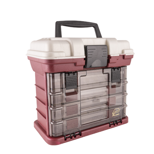 Plano 4 Bay Rack System 3500 Fishing Storage Tackle Box - Red Metallic Silver