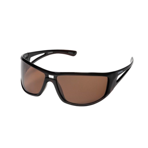 Shimano 2025 Sunant Antares Polarised Black Frame Fishing Sunglasses #Dark Brown Lens