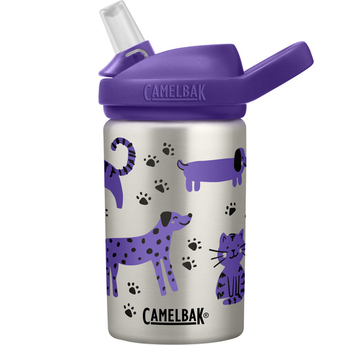 CamelBak Eddy+ Kids Stainless Steel 0.4L Water Bottle #Cats &amp; Dogs