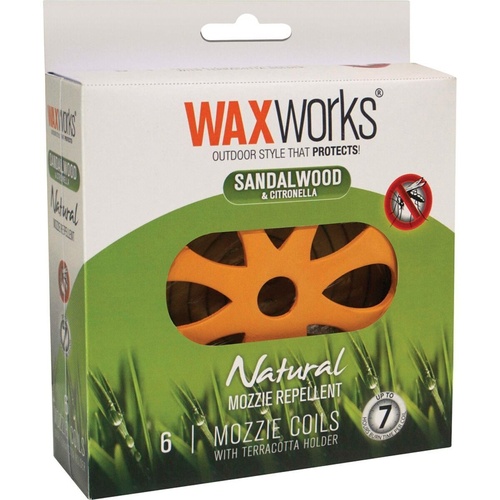 WaxWorks Citronella &amp; Sandalwood 10 Natural Mozzie Mosquito Repellent Coils