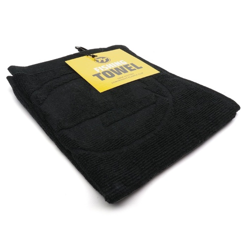 TT Lures 100% Cotton Fishing Towel Black With Plastic Swivel Carabiner