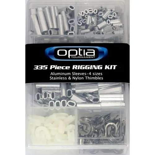 Optia 335 Piece Game Fishing Rigging Kit Crimp Sleeves &amp; Thimbles