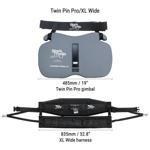 Black Magic Twin Pin Pro Equalizer Fighting Belt and Harness Set Gimble Gimbal #TPP Gimbal / XL Harness